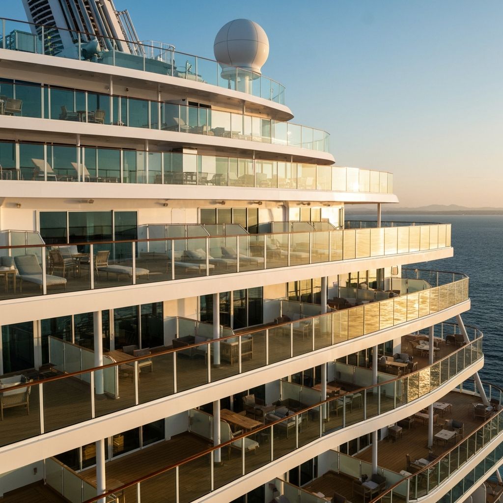 Палуба круизного лайнера с панорамным видом на океан